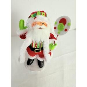 Annalee Santa Claus Red Green Plush Christmas Figurine Candy Cane Decor 10’